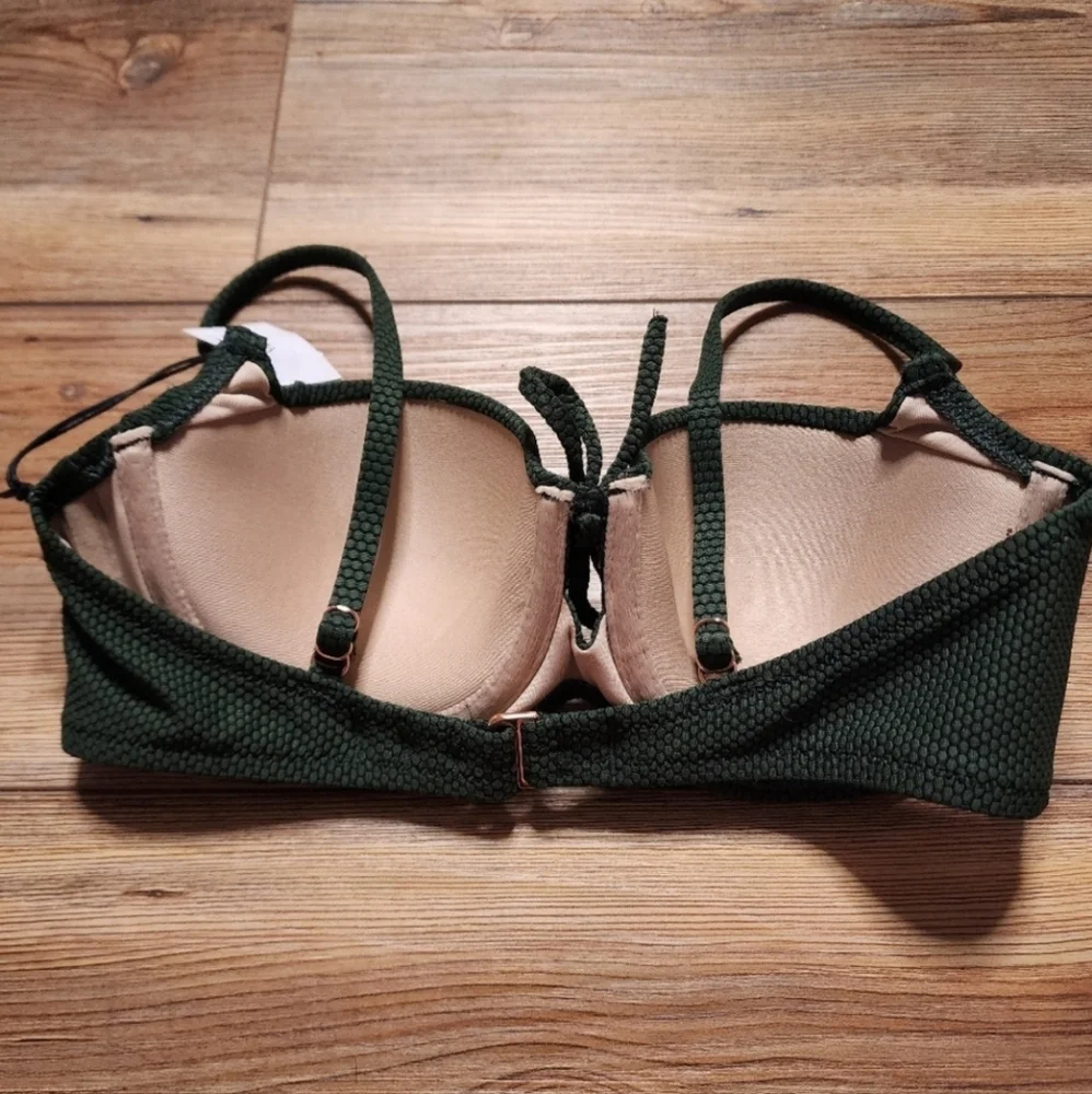 Shade & Shore Bikini Top Womens 32B Dark Green NEW